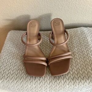 A New Day Taupe Strappy Block Heel Sandals